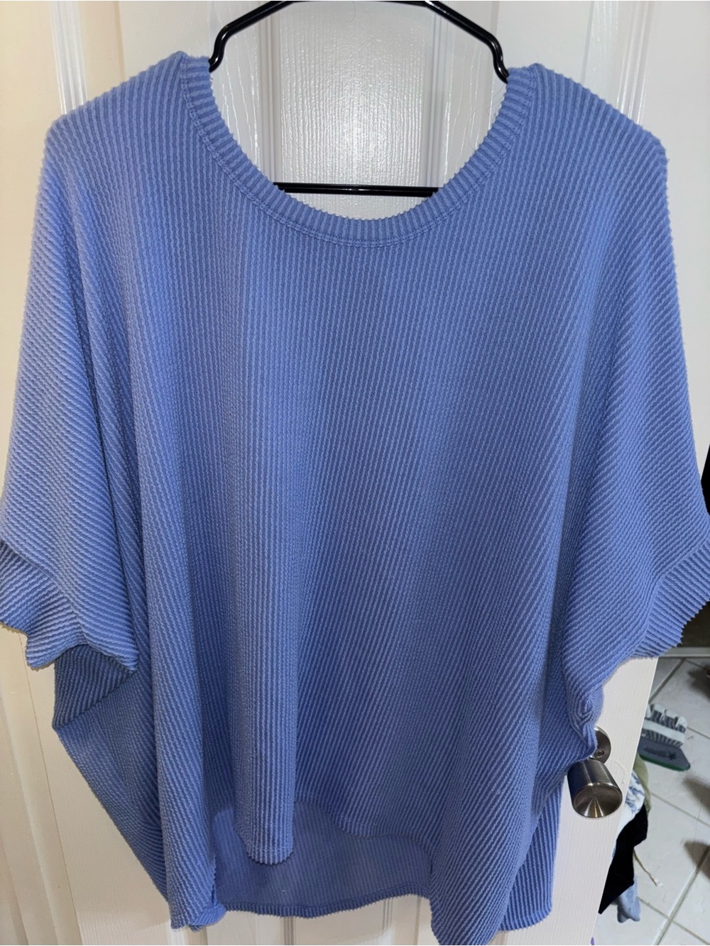 Women's Relaxed Knit Pullover Sweater - Light Periwinkle Blue